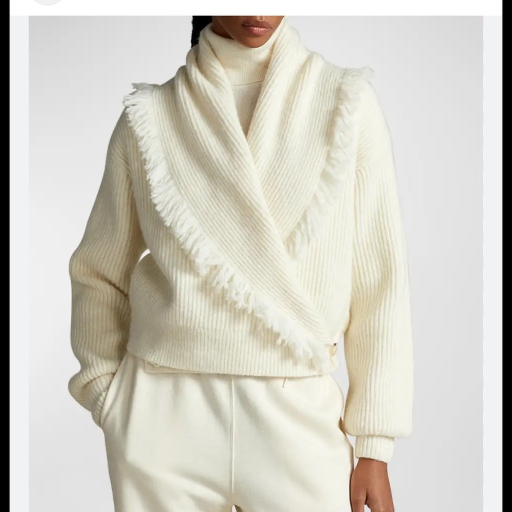 Polo by Ralph Lauren Cream Fringe Shawl-Collar Cardigan